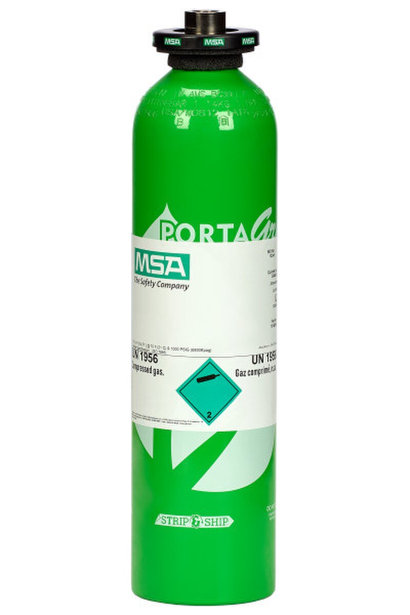 Calibration Cylinder, Gas, 116 L, (CH4)-1.45%, (O2)-15%, (CO)-60 PPM, (H2S)-20 PPM