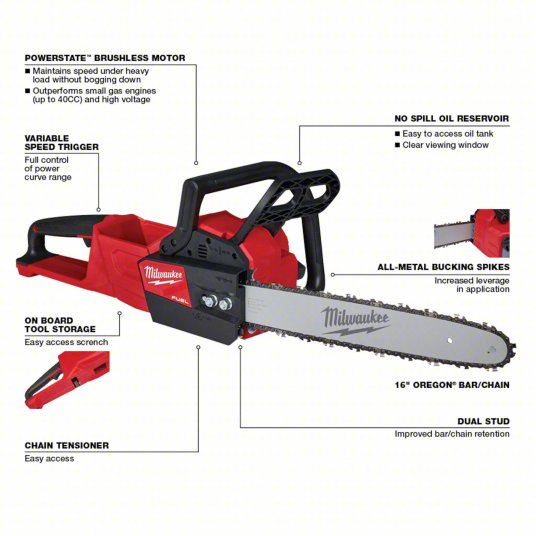 Milwaukee M18 FUEL™ Chainsaw, 16 in Oregon Bar and Chain