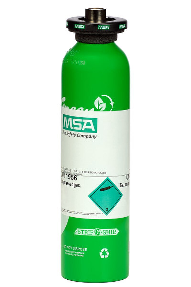 Calibration Cylinder, Gas, 58 L RP, (CH4)-1.45%, (O2)-15%, (CO) 60 PPM, (H2S)-20 PPM, (SO2)-10 PPM