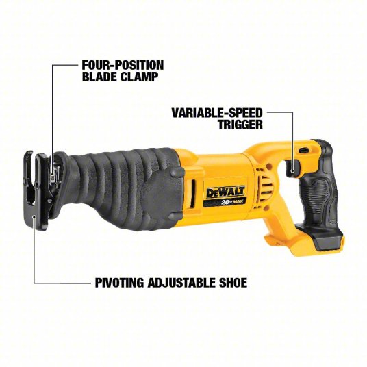 DeWalt Cordless Tool Combination Kit: 4 Tools, Drill/Impact Driver/Reciprocating Saw/Work Light