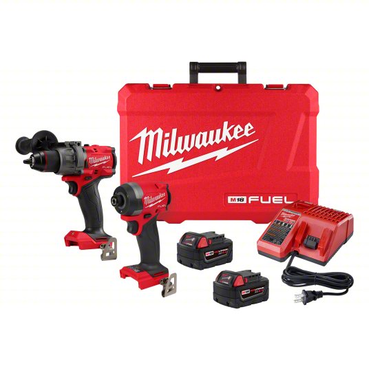 Milwaukee M18 FUEL™ 2-Tool Combo Kit, 1/2 in Hammer Drill/ 1/4 in Hex Impact Driver, 2100/3900 RPM