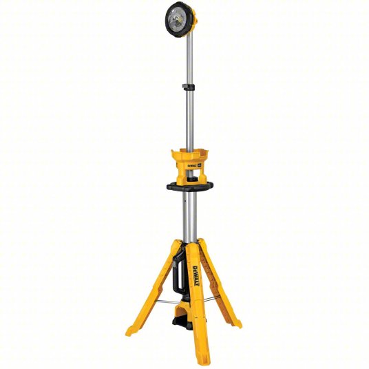 DeWalt Tripod Light: 20V MAX*, Tripod Light, 3,000 lm Max., 3 Modes, 88 in Max. Ht, 20V DC