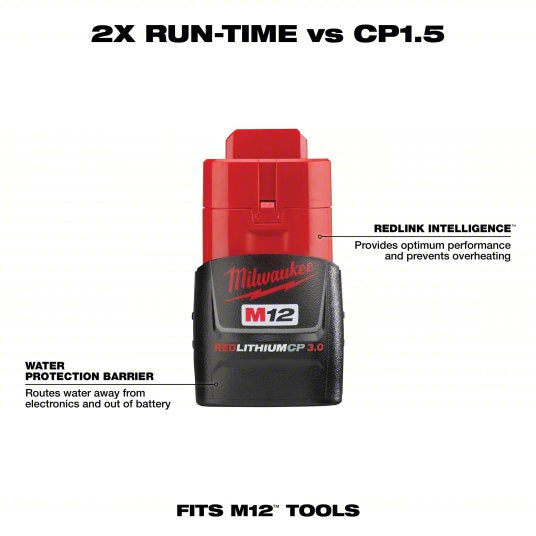 Milwaukee M12™ REDLITHIUM™ Compact (CP) Battery Pack, 12 V, 3.0 Ah