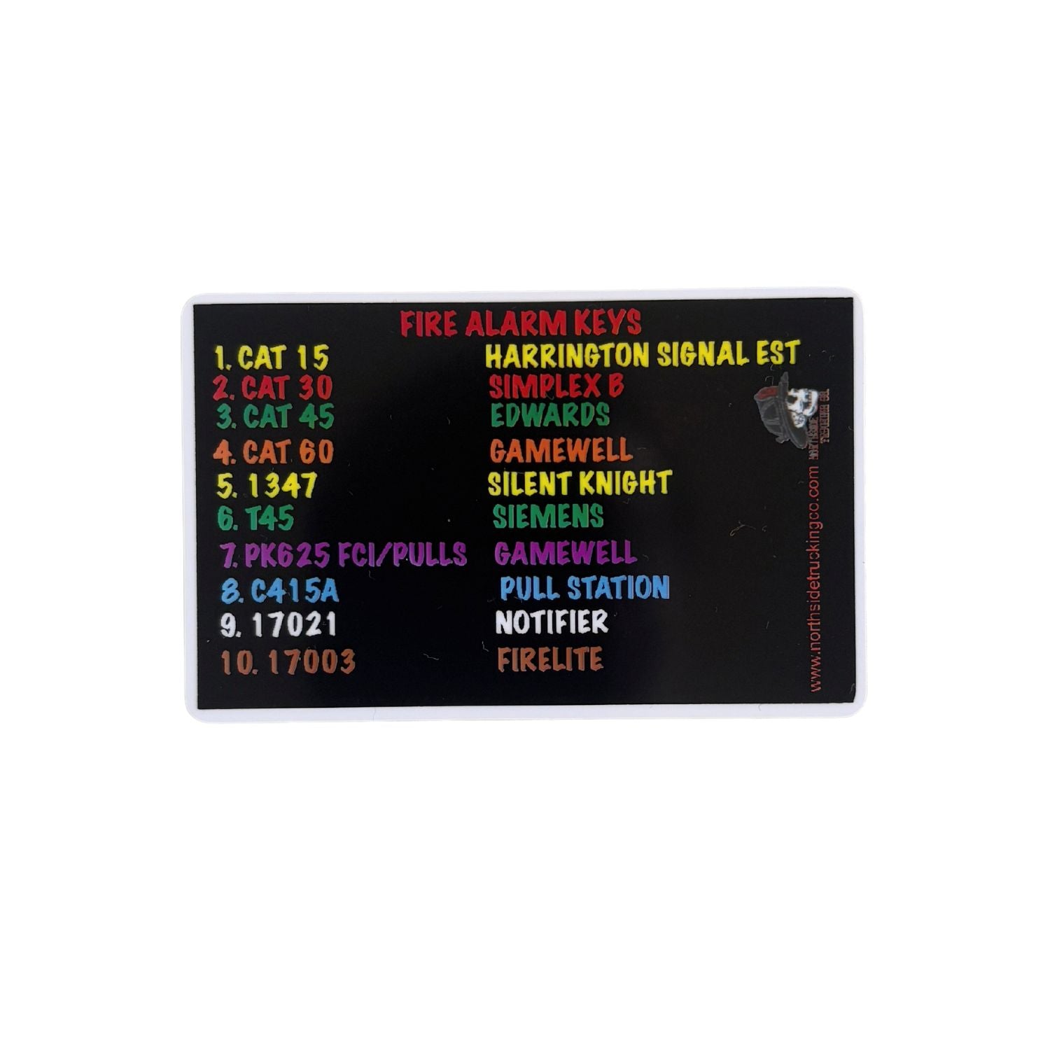 Fast Line Key Cards Key Set Reference Cards – Northside Trucking Co