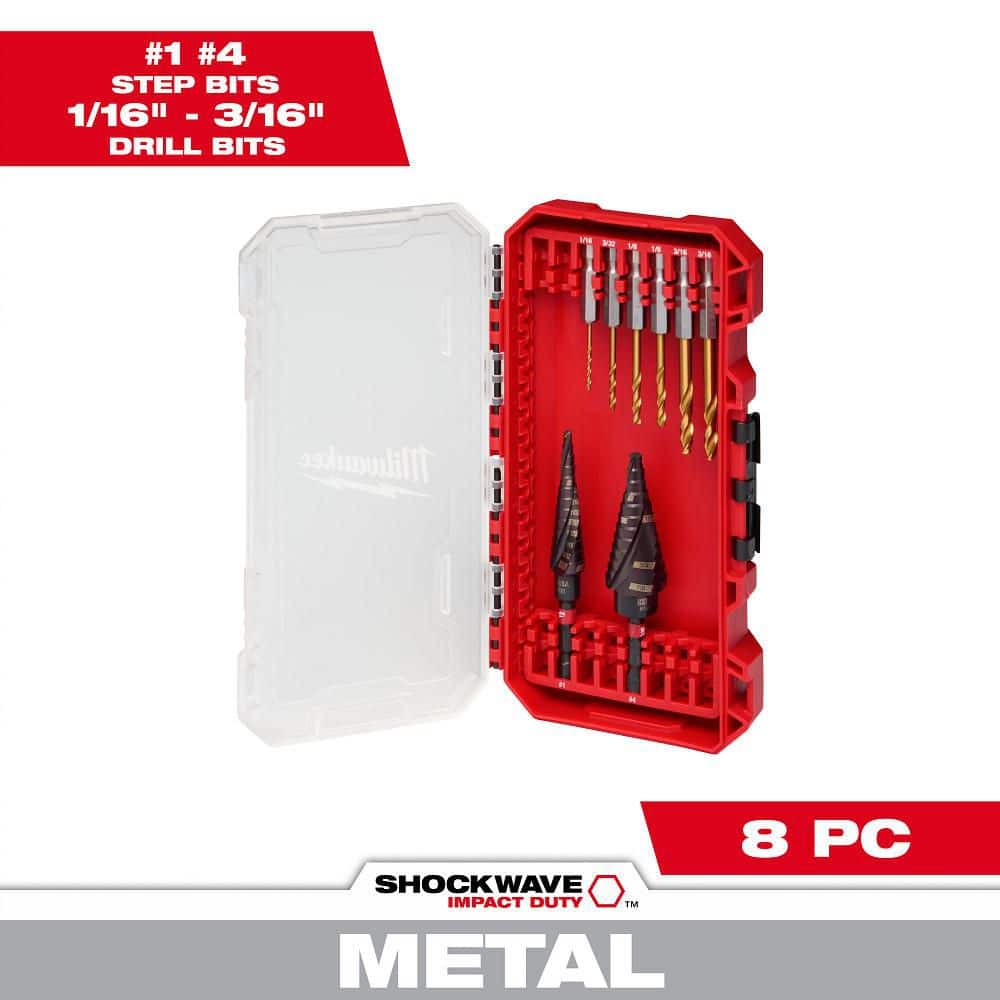 Milwaukee SHOCKWAVE Impact Step and Drill-Bit Set, 8-piece